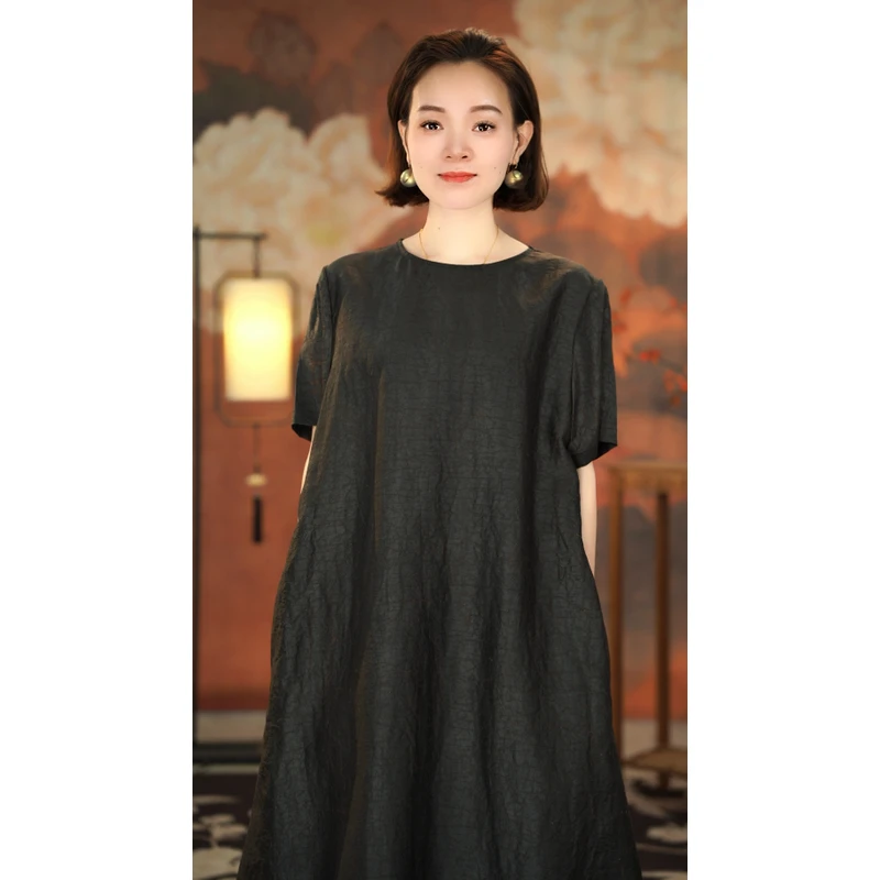 经典老料香云纱连衣裙KS010