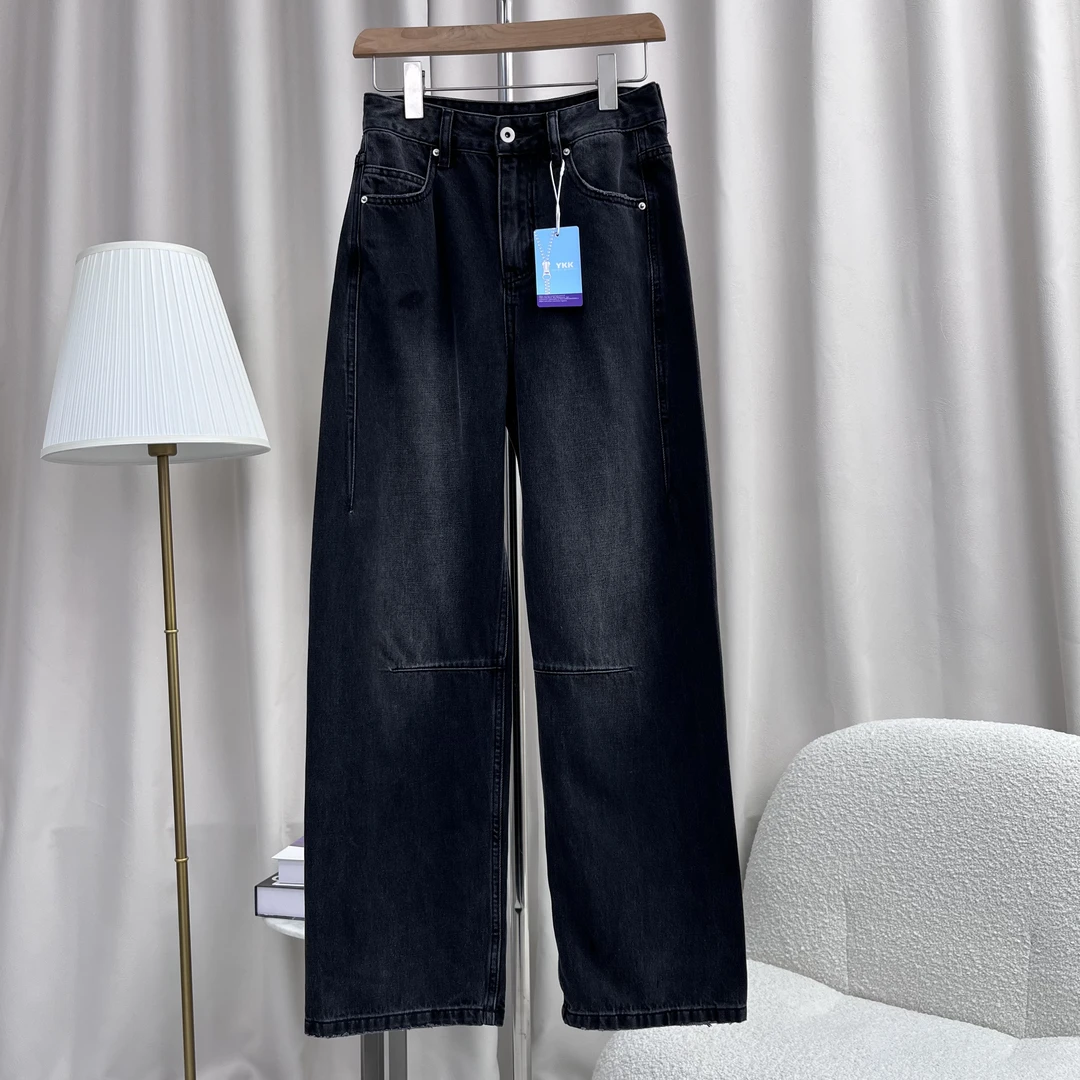 欧版土耳其纯棉蓝色香蕉裤宽版拖地裤宽松直筒阔腿裤四季