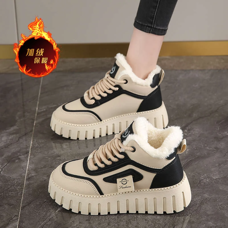 【万达撤柜】踩屎感加绒防寒运动鞋女款冬季2025年新款加厚保暖高