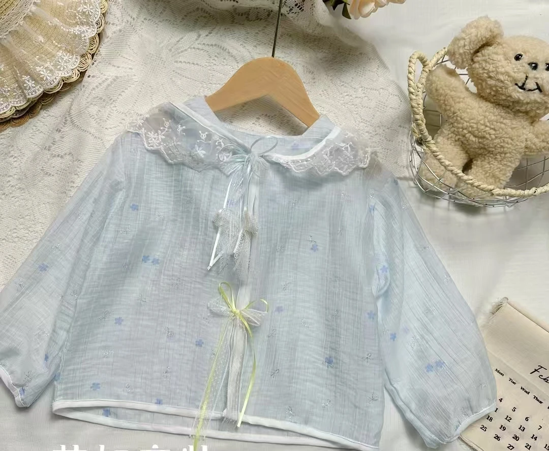 8263夏季上新新款花朵蕾丝蝴蝶结防晒衣