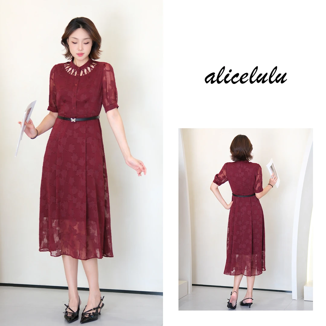 [alicelulu]时尚气质连衣裙优雅知性收腰高级感S2143508A
