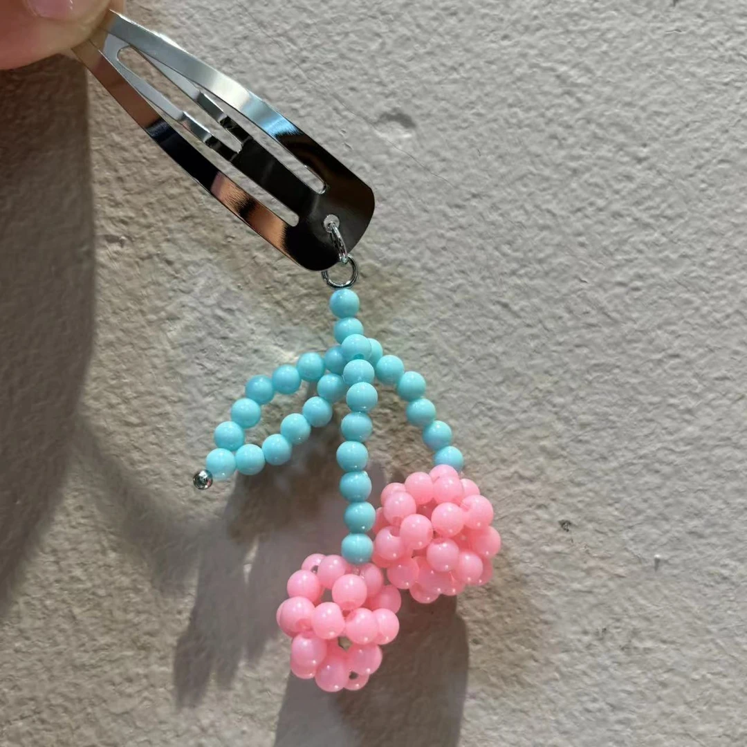 韩国设计款珠珠小樱桃掰掰夹发夹Y1014