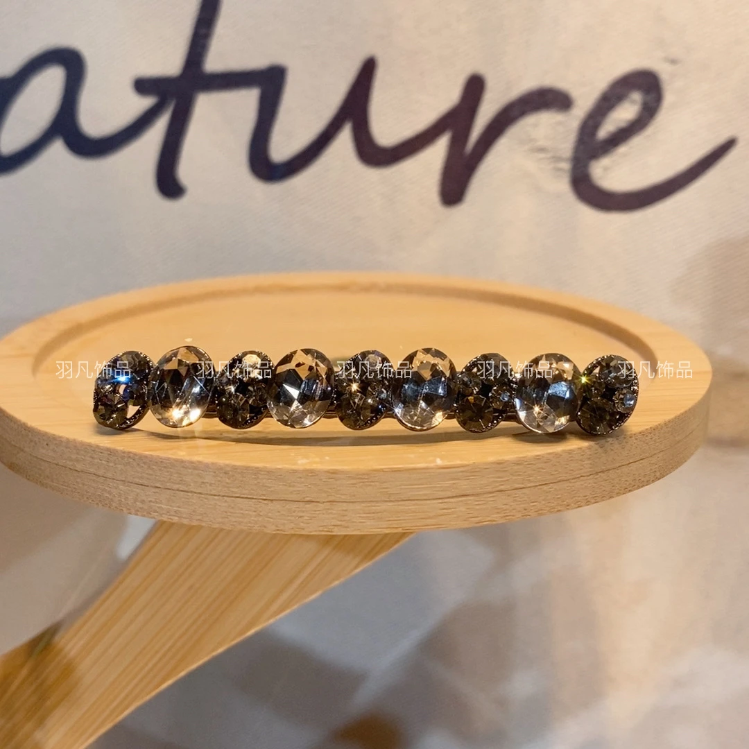 羽凡原创气质轻奢一字夹韩版时尚百搭优雅精致满钻发夹网红发卡