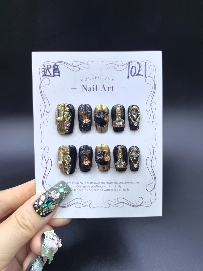 安夏 迟音 直角方 纯手工穿戴甲10片