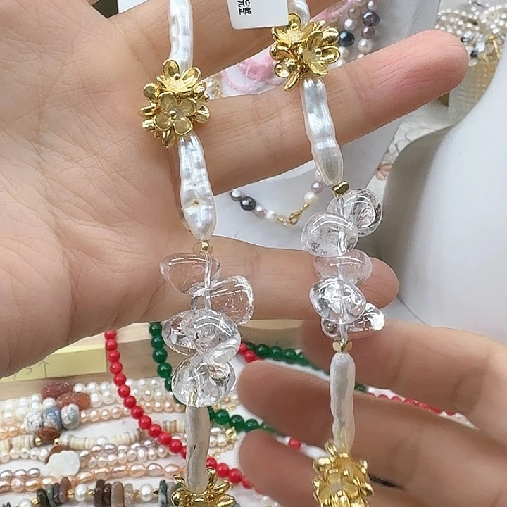 淡水珍珠胸饰银S925镶嵌