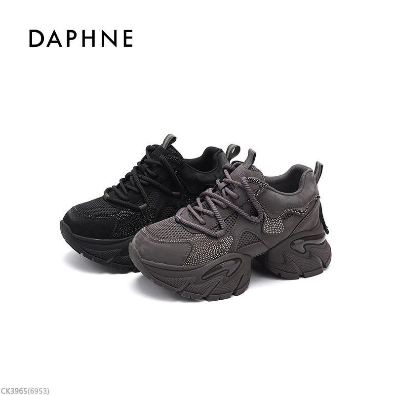 达芙妮2025新款厚底老爹鞋女鞋秋季时尚轻便透气百搭运动风休闲鞋