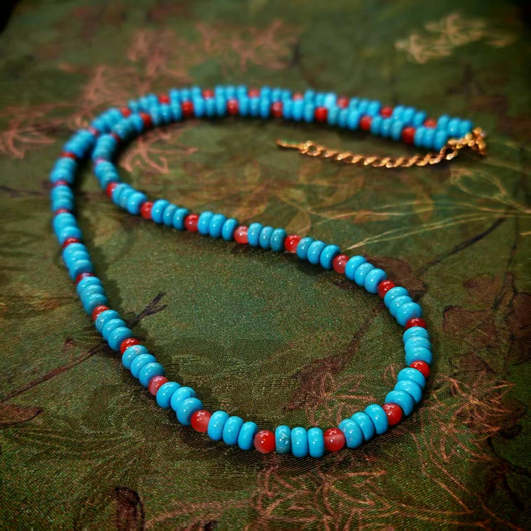 【珺笙珠宝】南红搭配松石算盘珠项链S992105022