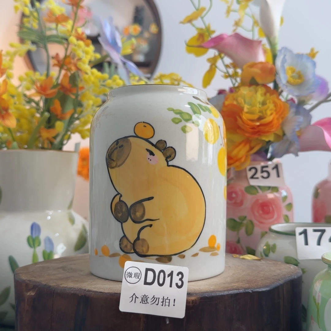 摆件景德镇手绘陶瓷花瓶摆件无孔