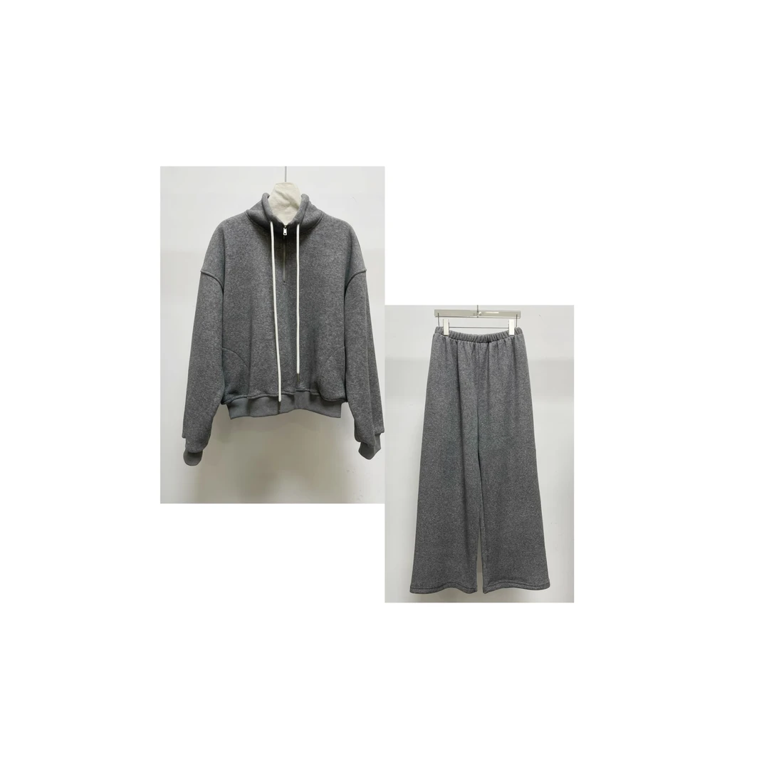 K-063  冬季加绒加厚立领运动休闲套装