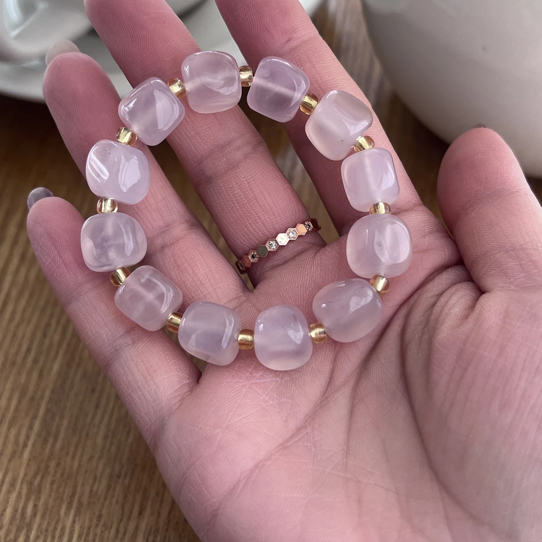 【浪漫宣言】粉色手链时尚精美气质(10mm)