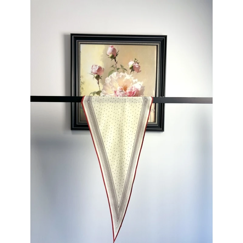 【撞色菱形巾】真丝双绉撞色边｜法式浪漫清新｜日常百搭