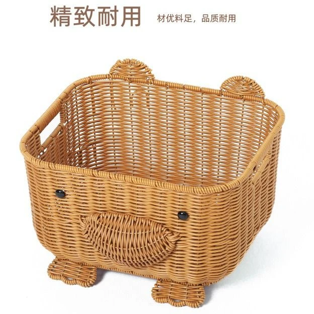 L67仿藤手工编织创意造型桌面收纳筐零食匡