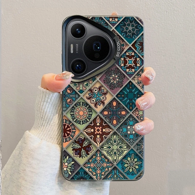 复古图腾适用华为pura70手机壳创意P70/60高级感磨砂50防摔保护套