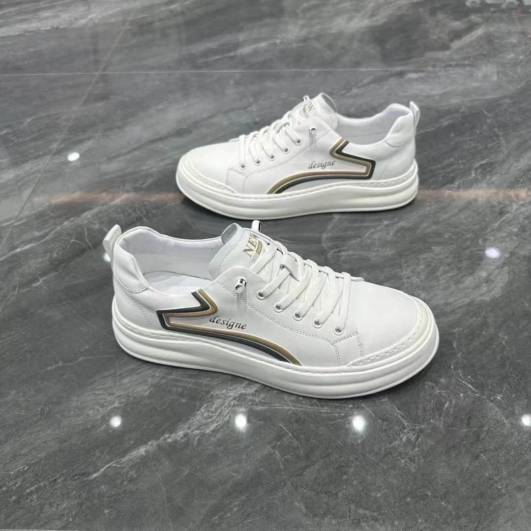 男鞋2025春季新款头层牛皮时尚百搭软透气运动潮流小白鞋男款板鞋