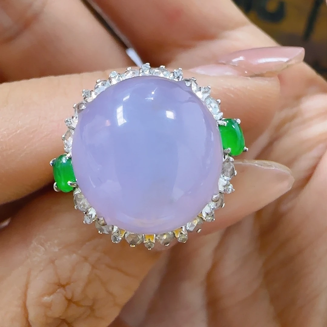 翡翠戒指18K金镶嵌翡翠15800