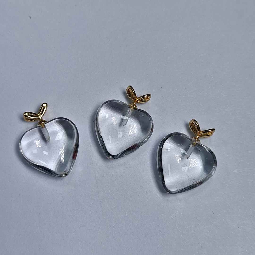 【书记甄选】天然白水晶爱心吊坠 多样性发一件 BB662