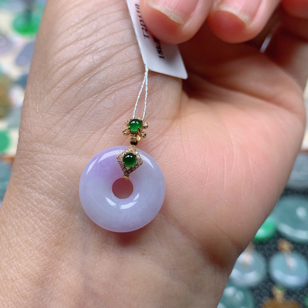 缅甸天然A货翡翠，紫罗兰甜甜圈 编号j/509尺寸16.3-3.6