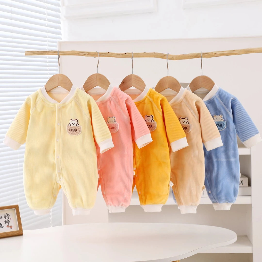 新生儿婴幼秋装保暖长袖连体衣男女宝宝哈衣春秋冬长爬爬服可爱风
