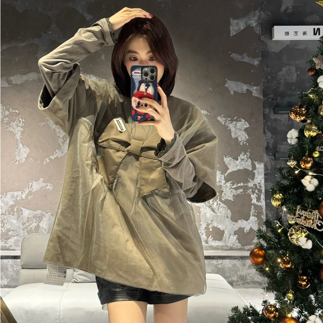 潇潇【心动降临】网纱蝴蝶结套头卫衣南油高定设计