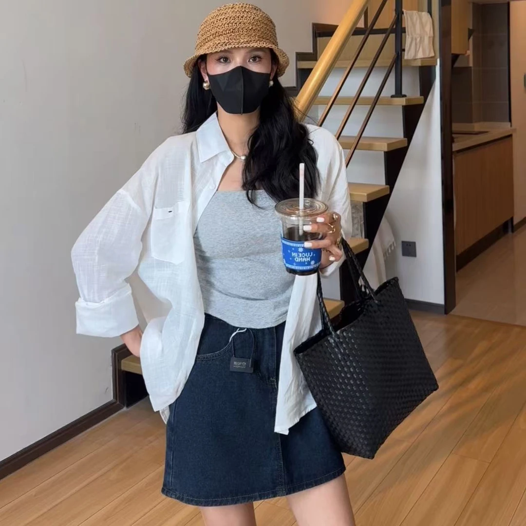 小个子女衬衫宽松外套百搭成人夏季休闲风防晒不起球韩版