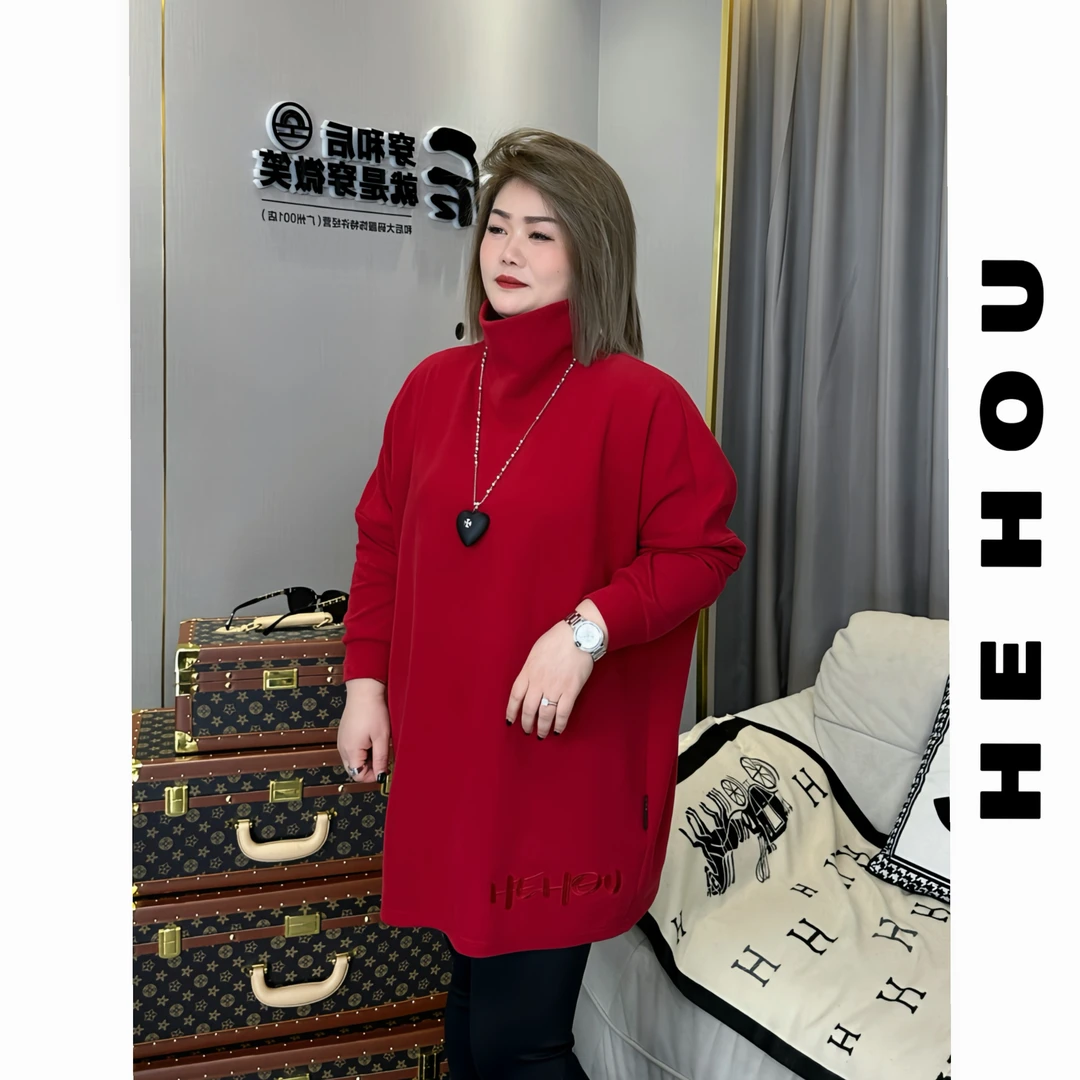 52258 和后大码 冬季高领气质潮流宽松百搭显瘦长袖卫衣