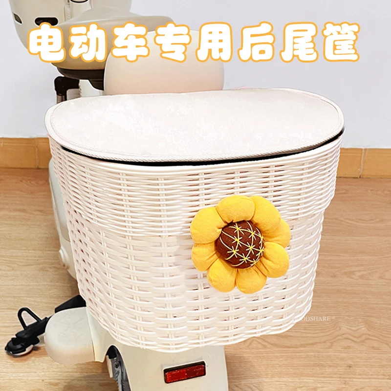 电瓶车后车筐大容量2025新款田园风电动车后尾挂篮充电器收纳神器