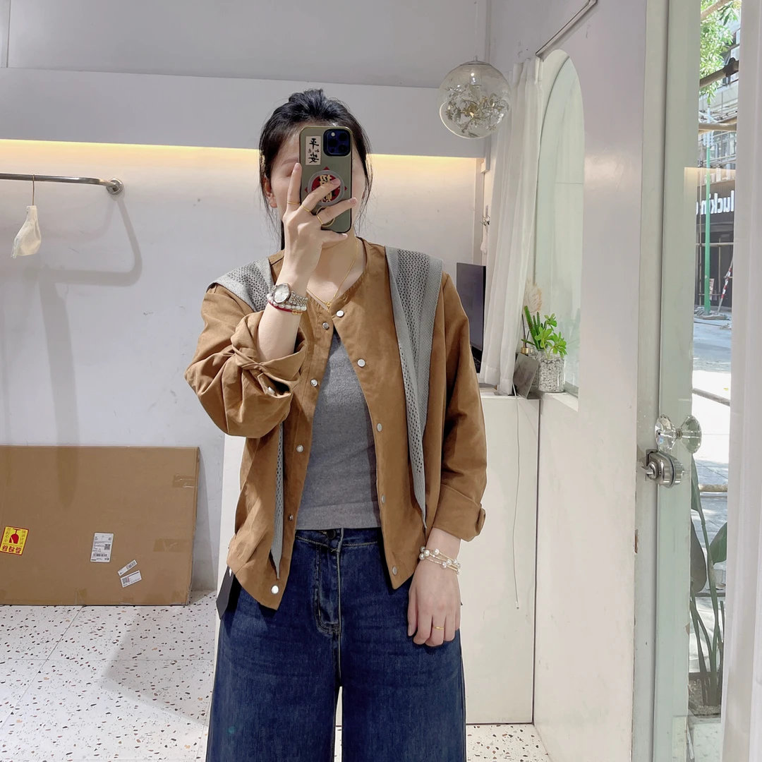 51663薄款圆领小外套带披肩