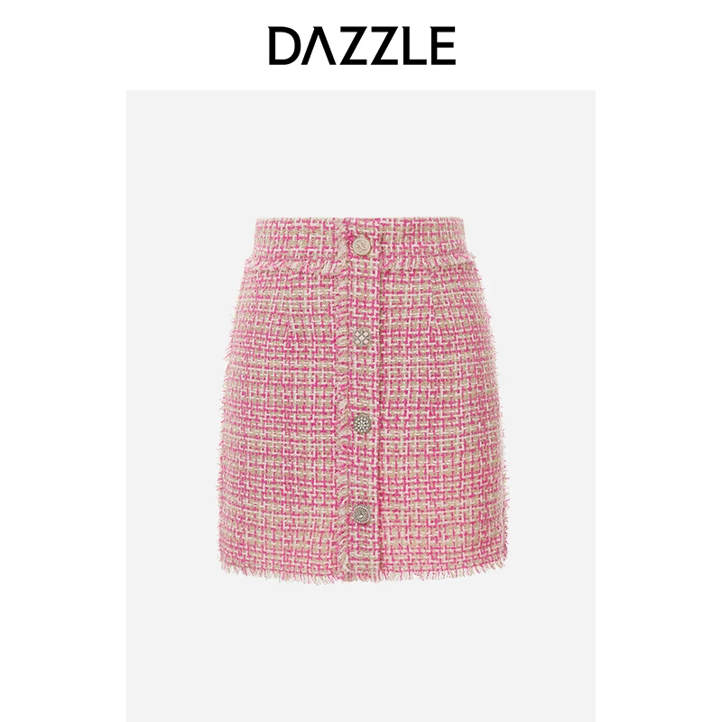 【3/9】DAZZLE地素2022秋季新款粉色优雅气质名媛半身裙女2E3S238