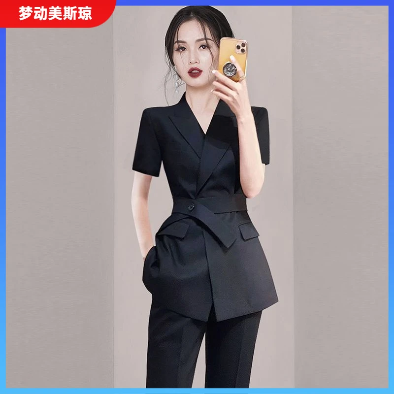 I小个子御姐炸街职业西装套装女洋气时尚今年流行感西服两件套1