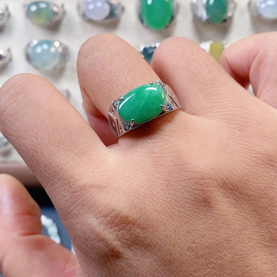 翡翠银S925镶嵌戒指