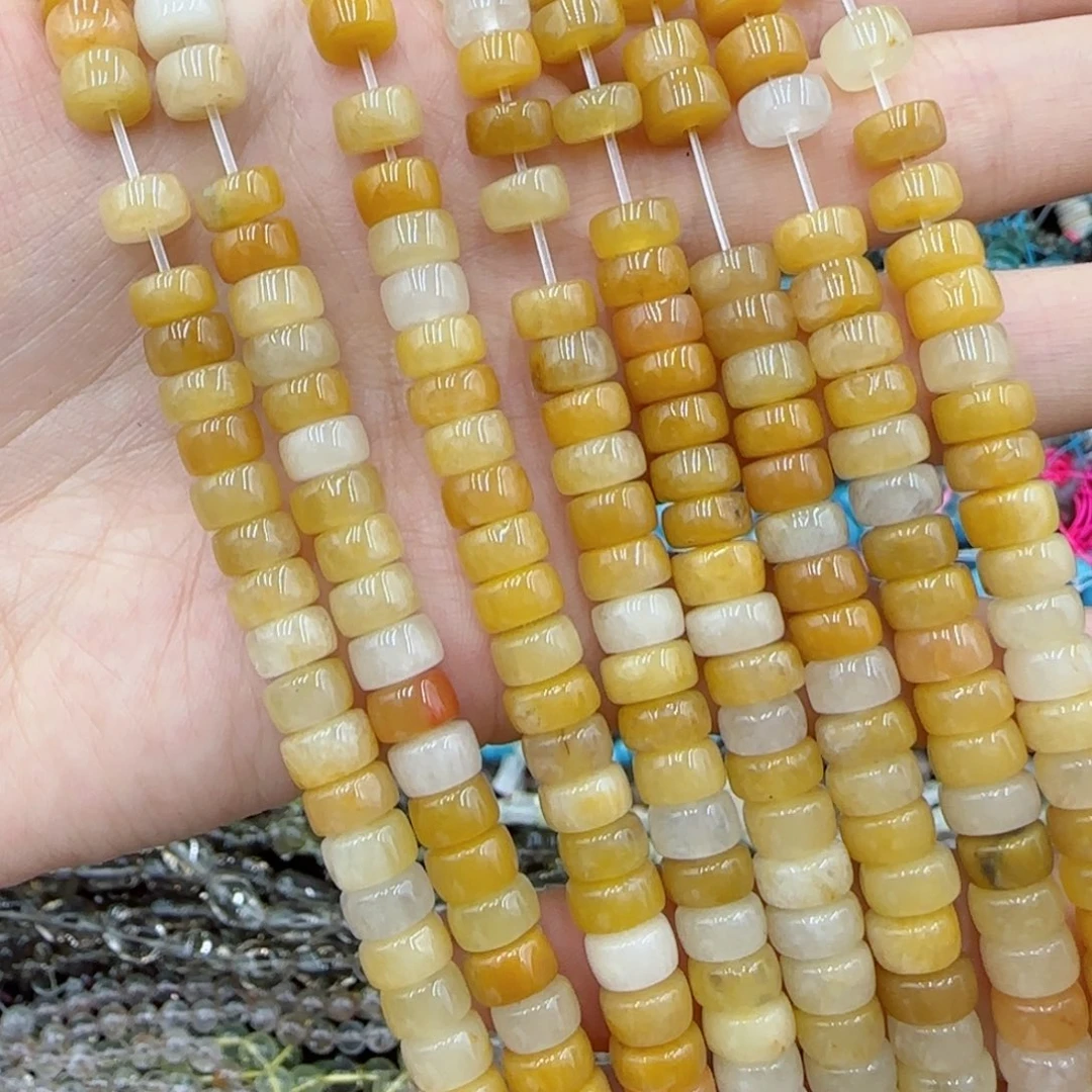 玛瑙/玉髓未镶嵌珠宝半成品米黄玉药片一条4×7