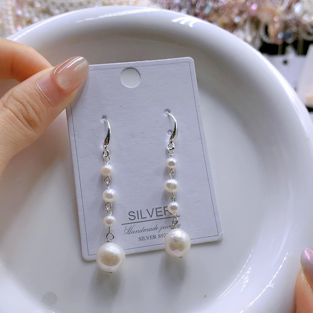 银S925镶嵌耳饰淡水珍珠