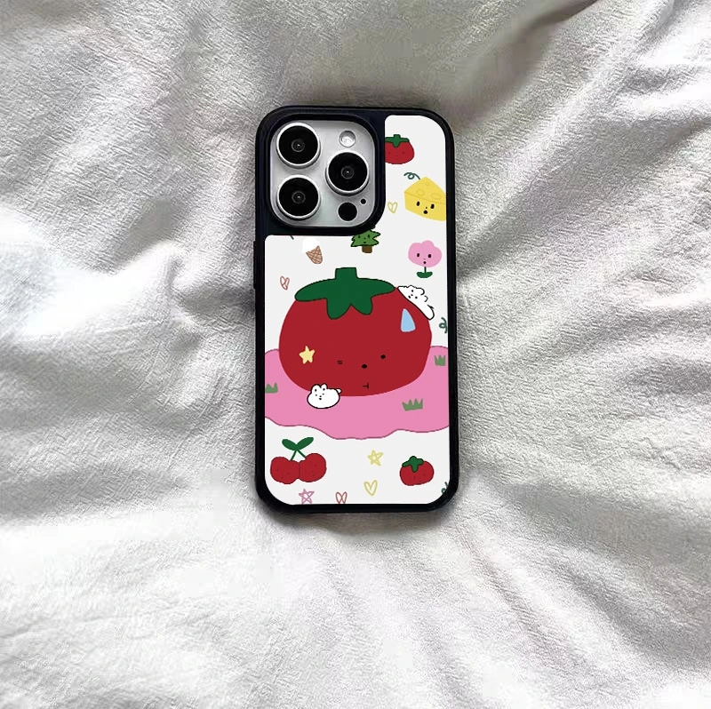 新款韩风红红番茄适用苹果16Promax手机壳15高级感14硬壳13可爱12
