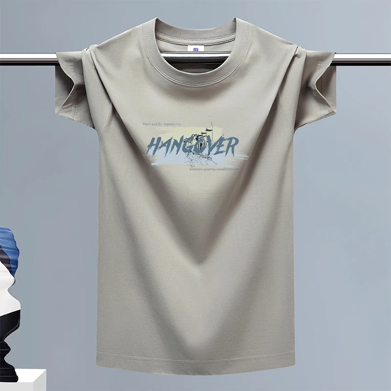 潮流圆领宽松印花夏季男士休闲短袖T恤上衣男女同款大码运动纯棉