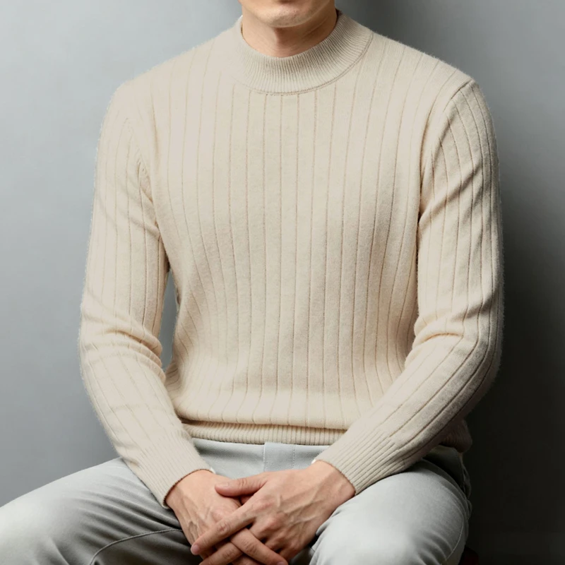 【不起球毛衣】含羊毛加厚男士半高领针织毛衣内搭冬季保暖长袖