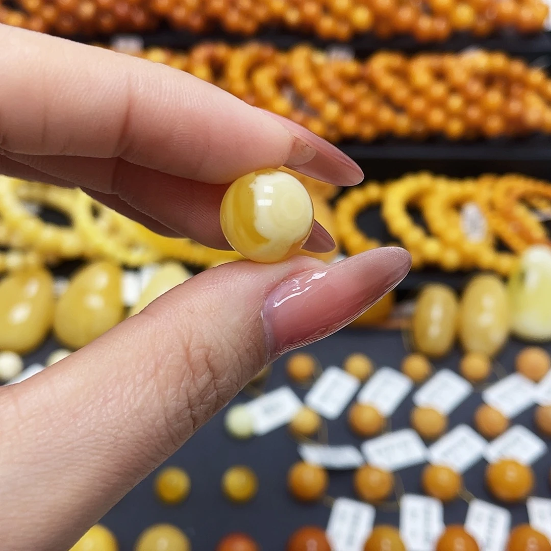 蜜蜡珠宝奇石未镶嵌13.6mm圆珠福利款