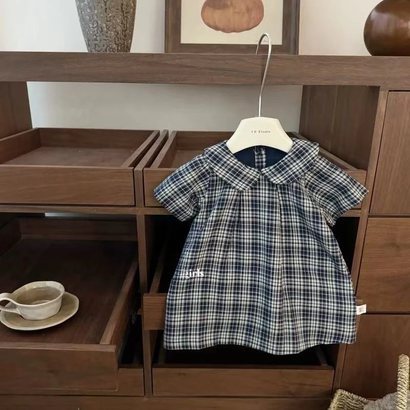 韩国童装2025新款春季女童外套裙子套装洋气格子连衣裙针织开衫潮