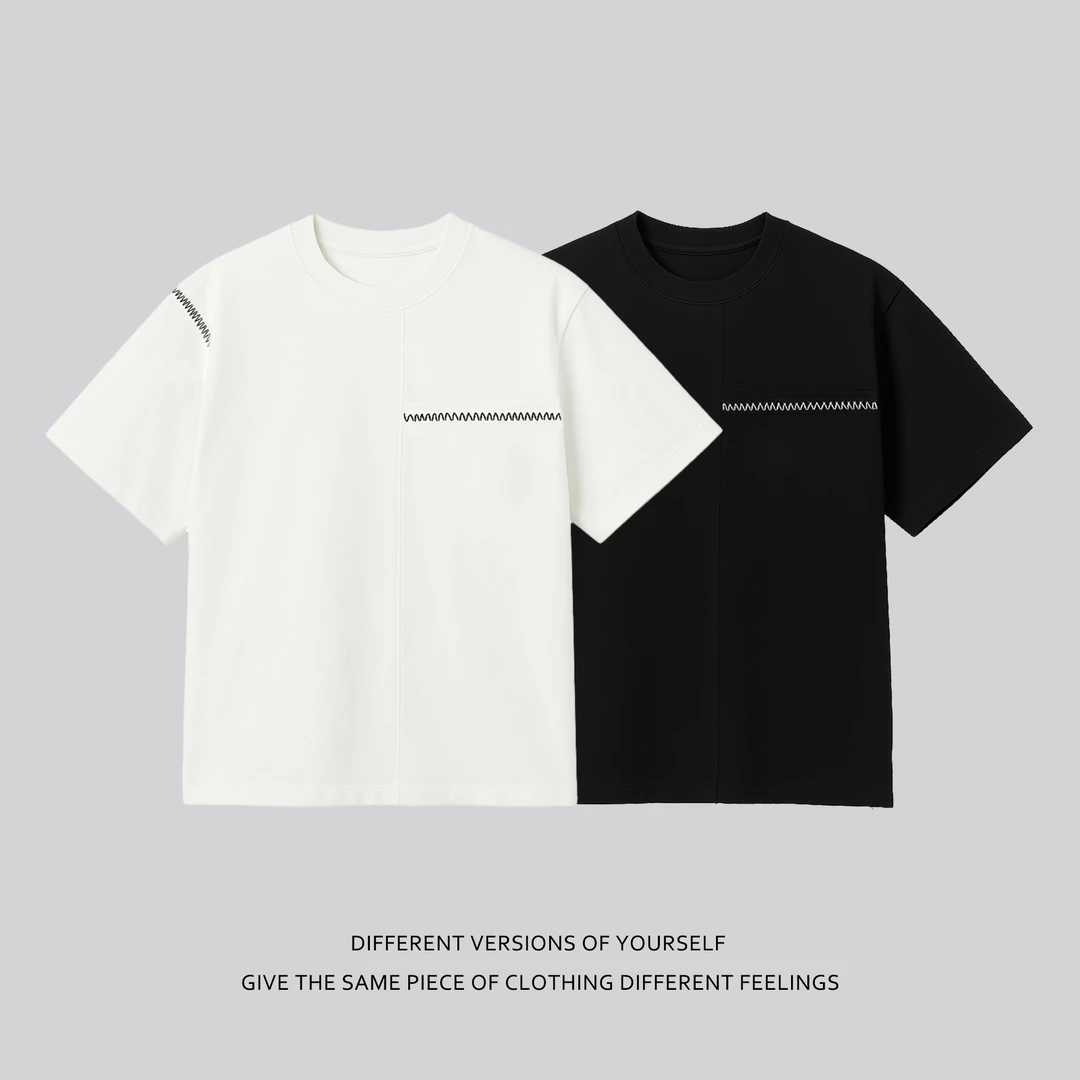 100棉春夏休闲圆领T恤简约时尚明线短袖 51129