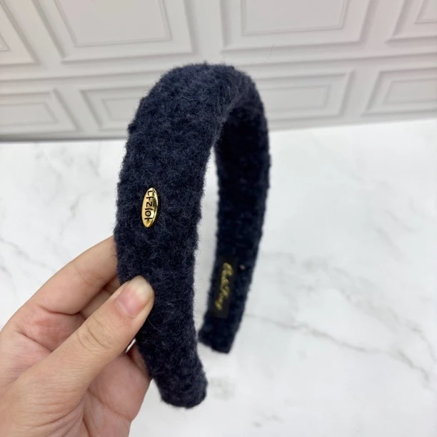 L903夕洛藏蓝色发箍高级感高颅顶发箍高档简约气质头箍发卡头饰