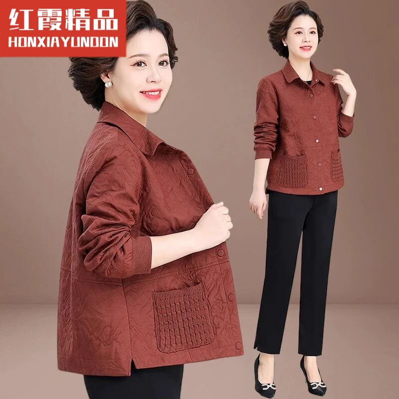 小个子妈妈春装外套2025新款中年妇女上衣短款中老年女装春秋夹克