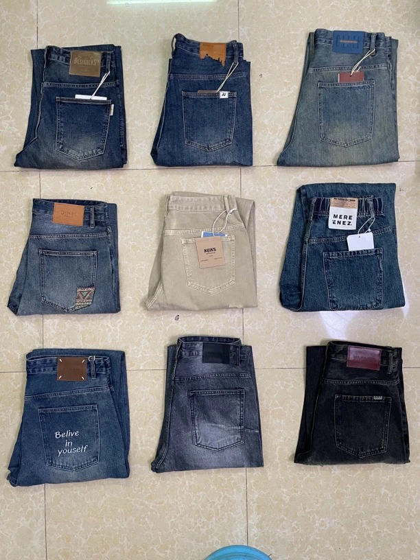 孤品潮牌男牛仔裤夏季痞帅做旧阔腿长裤高街设计工装裤子（微瑕疵