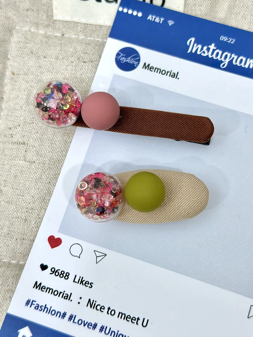 韩版东大门定制款时尚可爱百搭梦幻泡泡糖果彩色水晶球发卡 YZ90