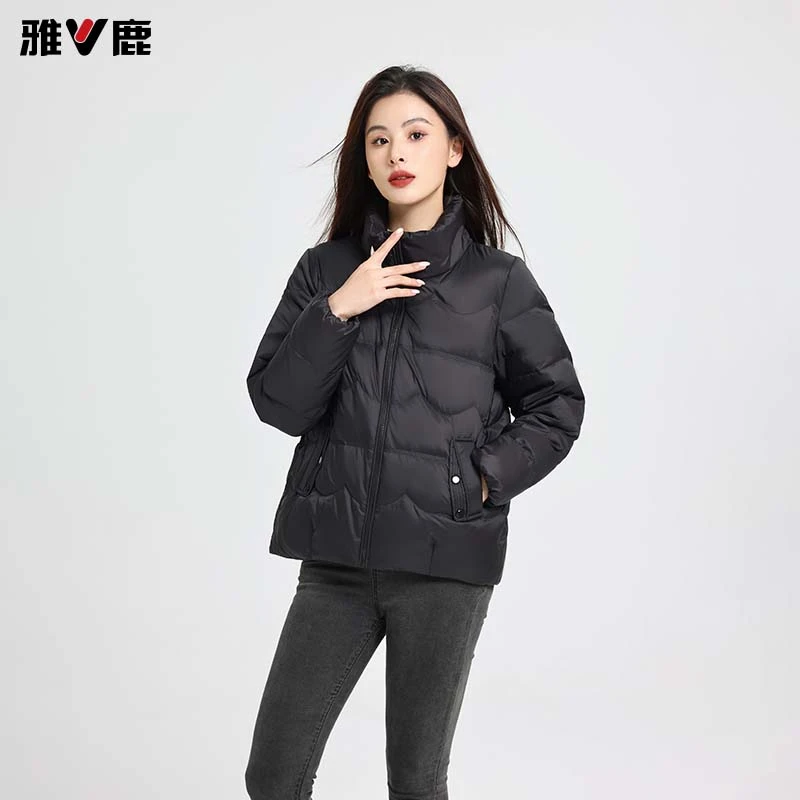 V/雅鹿女装羽绒服锁温蓄热短款立领90羽绒服女款爆款2025新款正品