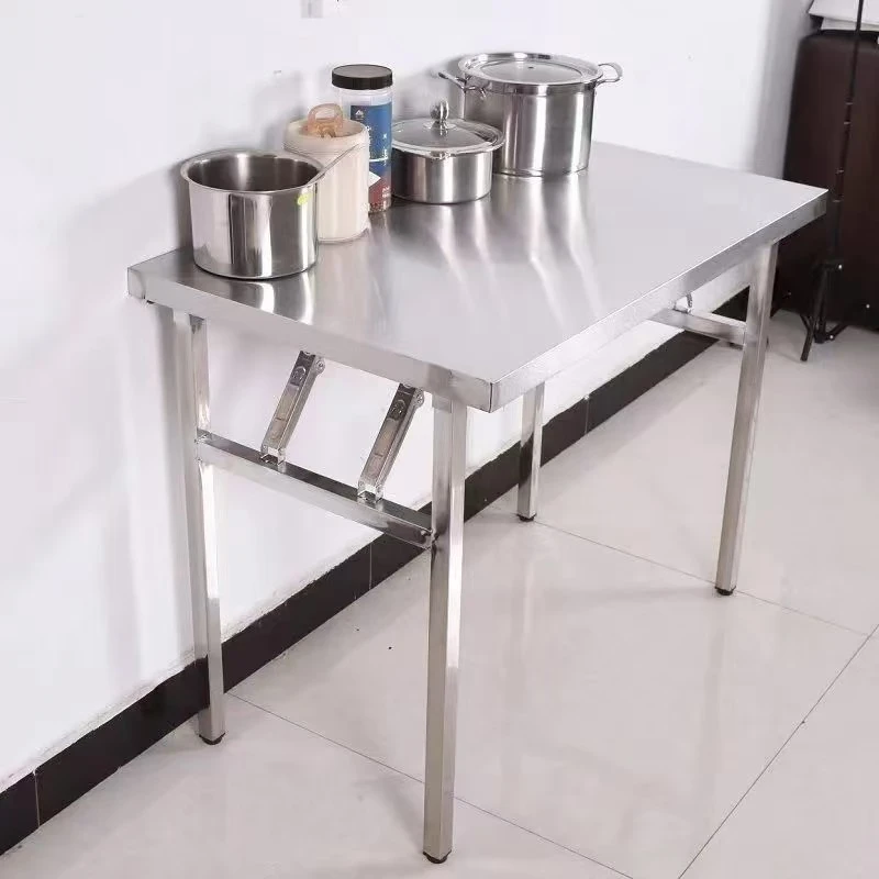 加厚不锈钢折叠桌方桌简约不锈桌面家用简易户外不锈钢折叠桌子