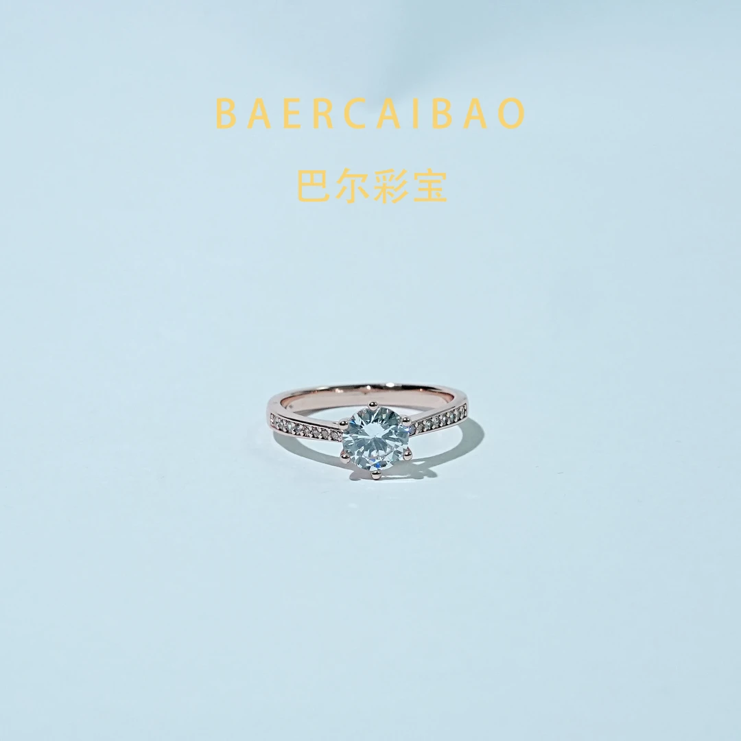 巴尔彩宝莫桑石戒指 莫桑钻时尚戒指镶嵌闭口戒轻奢银戒经典10005
