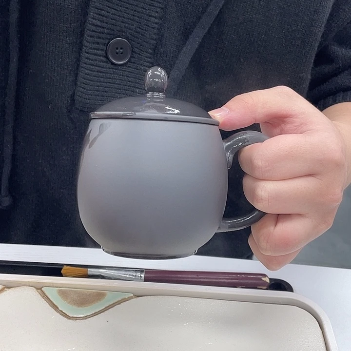 茶杯紫砂石黄小龙蛋盖杯