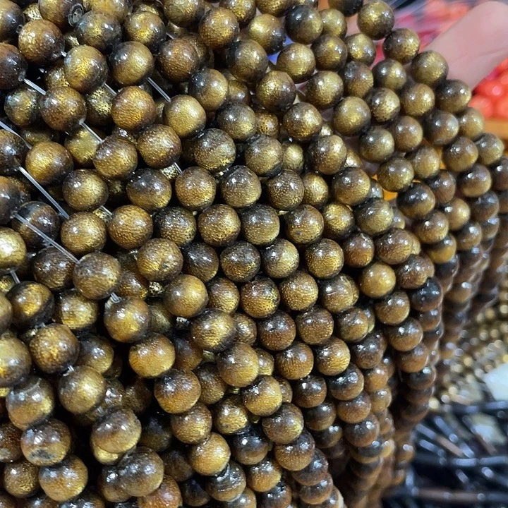 合金玛瑙/玉髓珠宝半成品一条7.8mm金豆豆圆珠