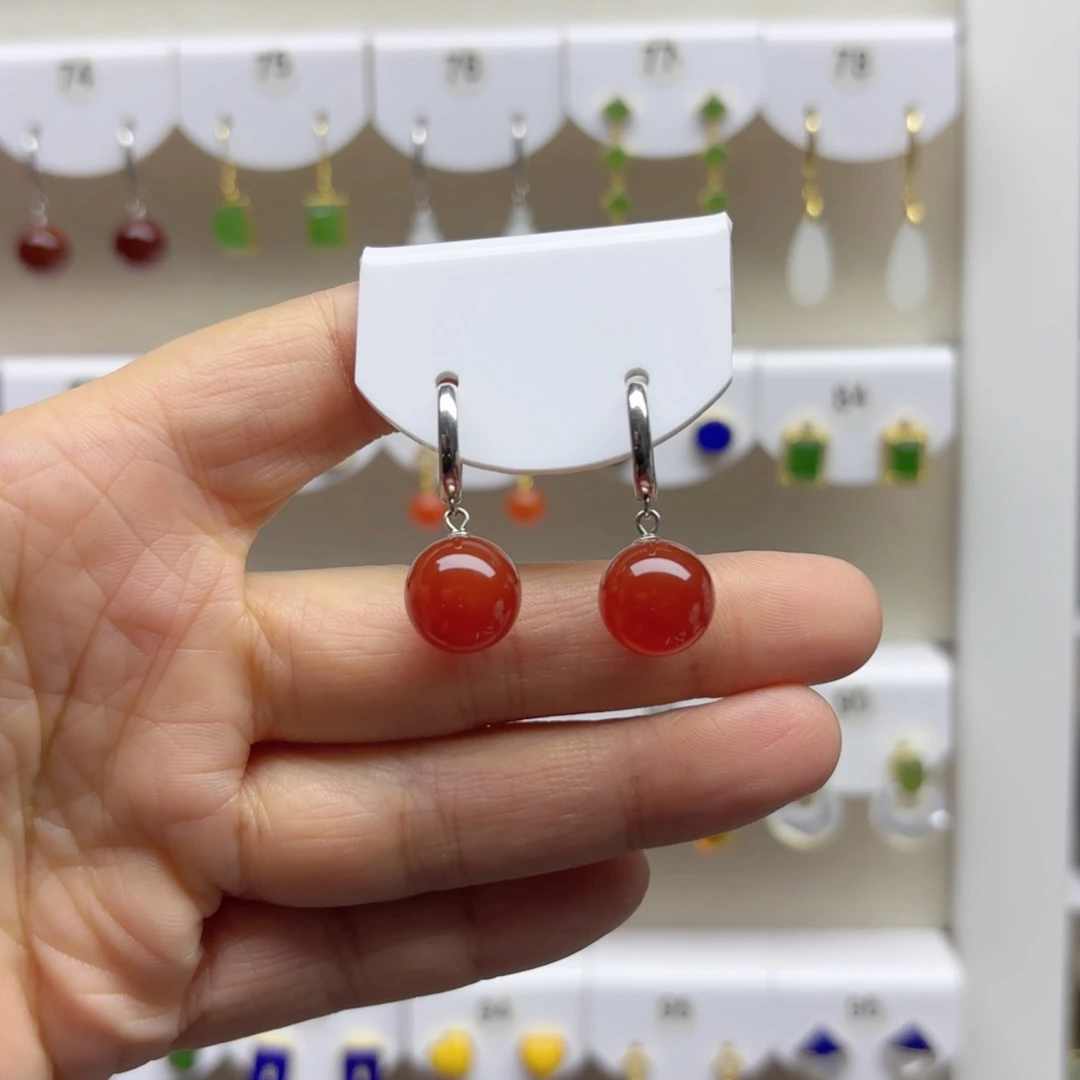 银S925镶嵌耳饰玛瑙/玉髓