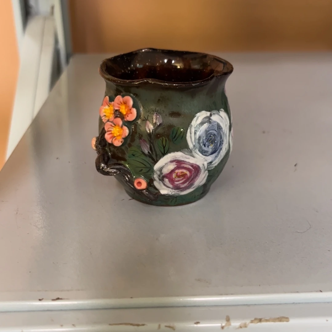 灵***离杯柴烧纯手工手绘陶瓷