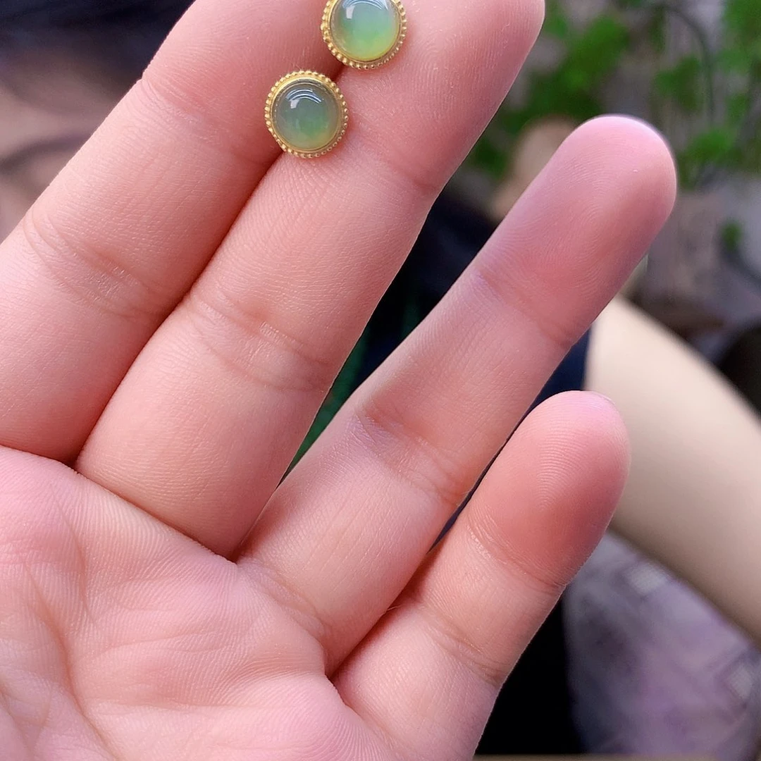 和田玉（碧玉）银S925镶嵌吊坠(不含链)耳钉
